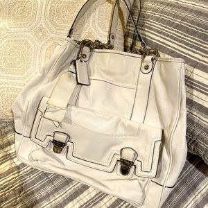 Authentic Coach Poppy Vintage white tote